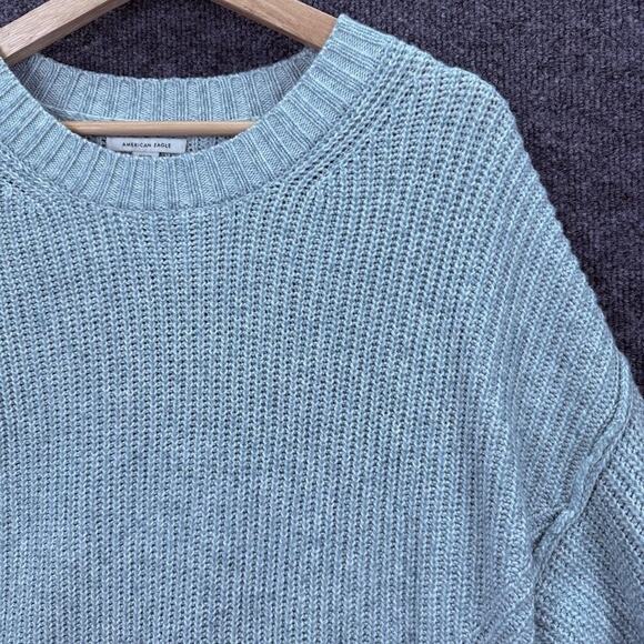 American Eagle Sweater Womens Medium teal Knit Pullover Crewneck Cozy Soft - Picture 2 of 13